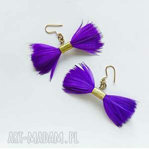 piórko kolczyki mosiądz, zmatowione