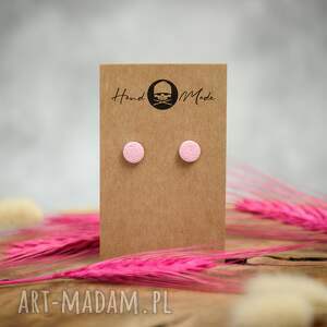 kolczyki dots mini - pudrowe różowe z glinki polimerowej modeliny