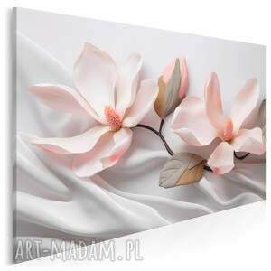 obraz na płótnie - kwiaty tkanina abstrakcja gałązka - 120x80 cm