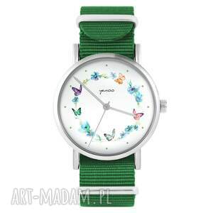 hand made zegarki zegarek - kolorowy wianek zielony, nylonowy