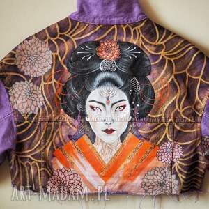 Prezent Ręcznie malowana kurtka jeansowa custom GEJSZA