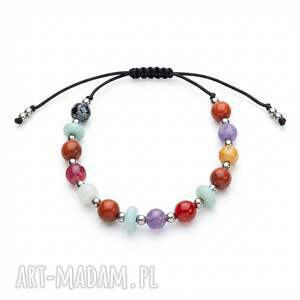 Bransoletka z kamieni naturalnych 6 mm - regulowana makrama handmade