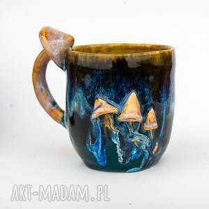 handmade kubek z grzybkami psychodelki kasjopea 450ml iii, ceramika