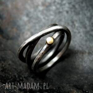 złota kropka - pierścionek unisex, pbrączka męska