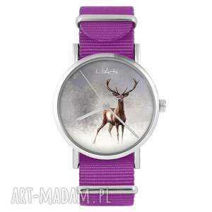 zegarki zegarek - jeleń 2 amarant, nylonowy, typ militarny, grafika, prezent