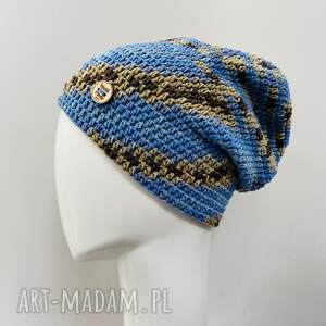 handmade czapki czapka przejściowa cienka beanie smerf bawełna