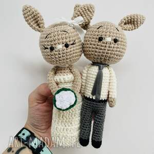 młoda para króliczki maskotki ślubne prezent handmade pamiątka