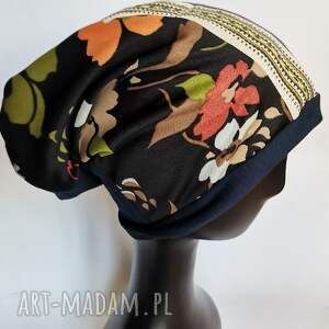 czapka turbanowa etno boho patchwork podszewce, rozmiar uniwersalny, lekko