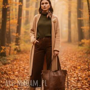 torebka shopper bag - ls09 brązowa skóry xxl