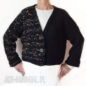 krótki kardigan sweter oversize, rozpinany