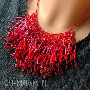 Prezent Naszyjnik Koralikowy Patyczaki Czerwone