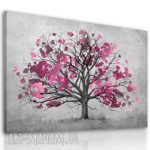 obraz do salonu drukowany na płótnie z drzewem w odcieniach szarości i różu