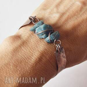 Bransoletka z kutej oksydowanej miedzi - surowe handmade