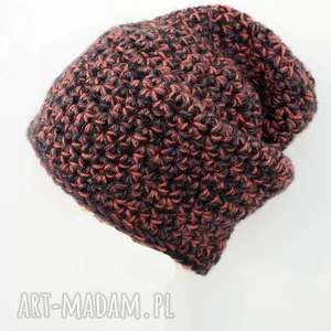 czapka handmade no 029 / beanie szydł, ciepła narciarska, ręcznie wykonana