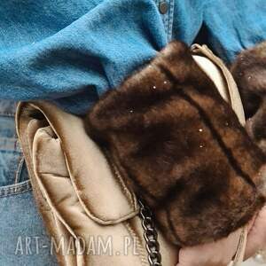 handmade rękawiczki mankiety z futra z brązowych norek
