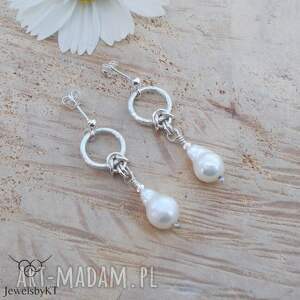 perłowe kropelki - kolczyki biżuteria z perłami chainmaille romantyczne