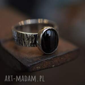 pierścień z diopsydem forest srebrny pierścionek, srebro oksydowane, las