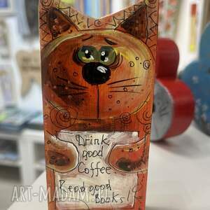 motywacyjny kotek drink good coffee read books dom, koty, kawa, prezent