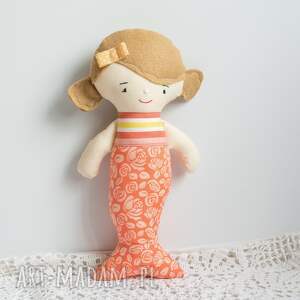ręcznie wykonane lalki lalka syrenka 33 cm - morelka