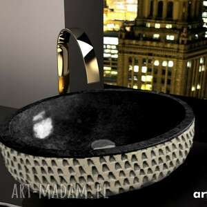 africana - artystyczna umywalka nablatowa ze złotą strukturą, nowoczesne