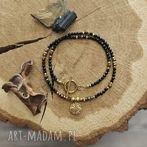 Choker z onyksem, hematytem i tygrysim okiem handmade