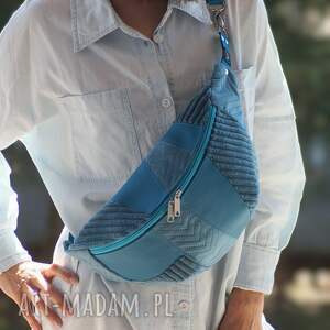 turkusowa patchworkowa nerka xxl mini plecak z łączonych tkanin prezent