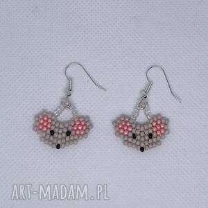 kolczyki myszki z koralików, biżuteria ozdobna, prezent