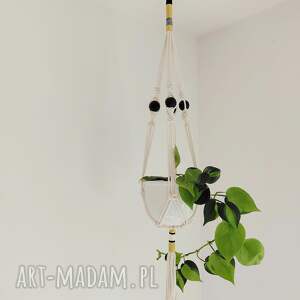 kwietnik z makramy, pleciony, makramowy