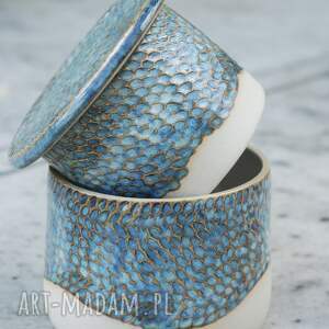 Maselniczka wodna ceramiczna Niebieska łuska handmade