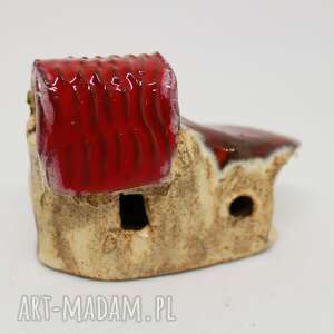mini domek z ceramiki ozdoba las w szkle słoiku handmade, prezent