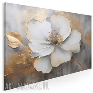 vaku dsgn obraz na płótnie - kwiat glamour biały złoty 120x80 cm 100901