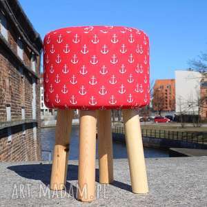 pufa czerwone kotwice - 45 cm, taboret, stołek siedzisko