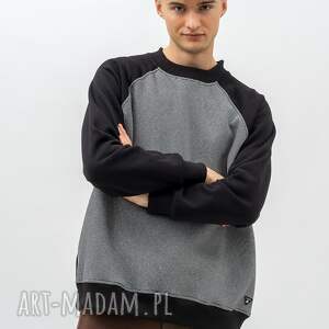 bluza męska raglan basic - volkan czarny/paski