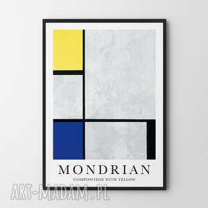 plakat mondrian with yellow - format 30x40 cm wnetrza, zestaw