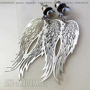 srebro, kolczyki - srebrne anioły, seria paradise, skrzydła, sztyfty