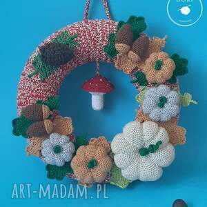 dori handmade szydełkowy jesienny wianek, szydełkowa dekoracja, dekoracje