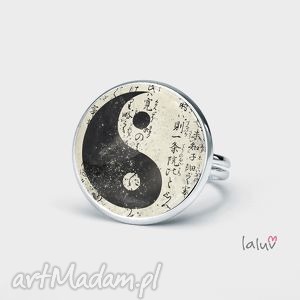 pierścionek yin yang, harmonia talizman symbol, spokój, grafika
