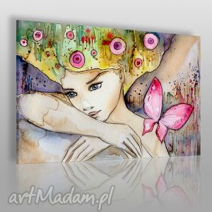 obraz na płótnie - kobieta motyl - 120x80 cm - VAKU DSGN dom obrazy