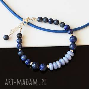 handmade lapis lazuli z chalcedonem - bransoletka