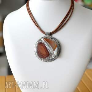 handmade naszyjniki naszyjnik z witrażowym wisiorem copperos agaty