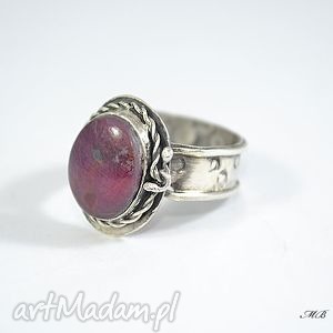 mbbijoux pierścionek z rubinem srebrny, oryginalny, stylowy