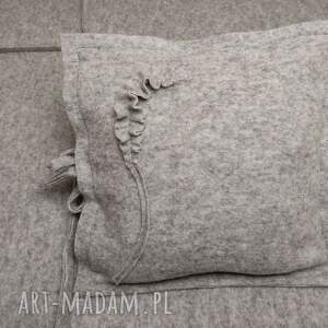 handmade poduszki mała wełniana poszewka na poduszkę - jasnoszara