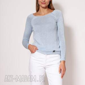 swetry dzianinowa bluzeczka - swe298 błękit mkm sweter, sweter z długim rękawem