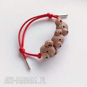 Bransoletka MIŚ ze srebra 925 i sznurek - Katarzyna Kamińska (handmade)