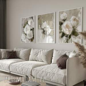 zestaw plakatów 3x 50x70 cm róże set233 plakaty natura tryptyk do salonu