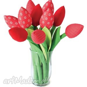 tulipany czerwone, wiosenny, bawełniany bukiet, kwiaty wiosna, wielkanoc