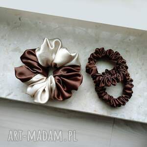 Prezent Czekoladowy - zestaw jedwabnych, jedwabne scrunchie