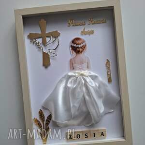 RAMKA KOMUNIJNA 3D PERSONALIZOWANA PREZENT NA KOMUNIĘ DZIEWCZYNKA