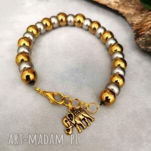 Hematytowa bransoletka w odcieniach złota i srebra w120, hematyt