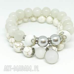 handmade white - komplet bransoletek z kamieni naturalnych